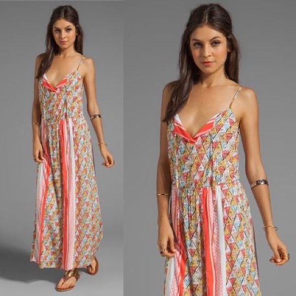 Ella Moss Tiki coral maxi dress from Anthropologie - Picture 1 of 5